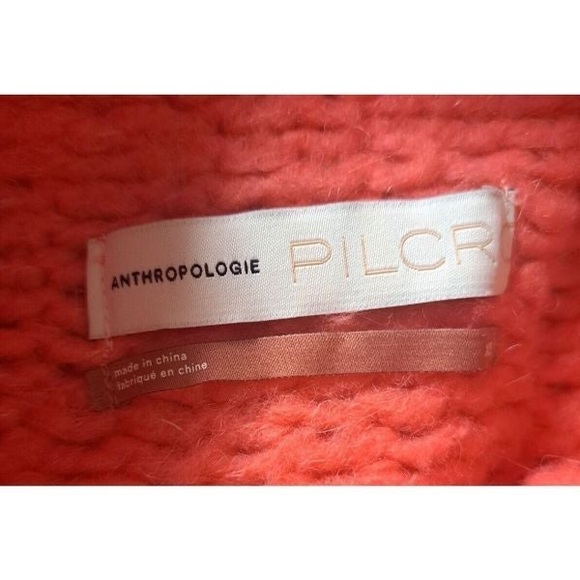 Anthropologie Pilcro Zamora Orange Pink Cropped Cowl Neck Sweater X-Small - Picture 2 of 7